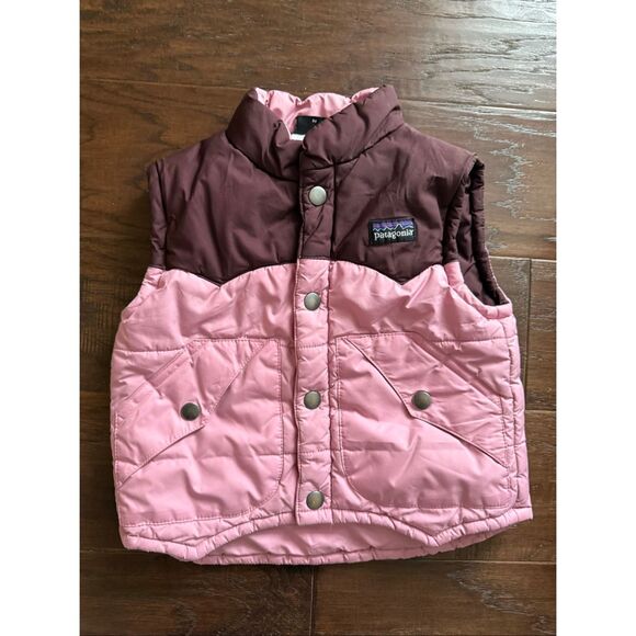 Patagonia Baby Girl Puffer Vest Pink Plum Snap 24 Month - Picture 2 of 7